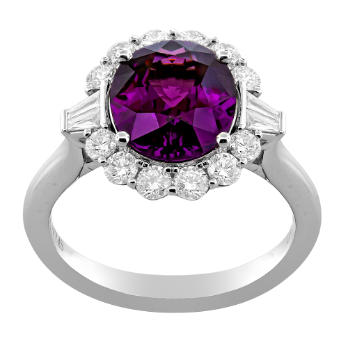 0.73CT DIAMOND 4.23CT PURPLE GARNET RING