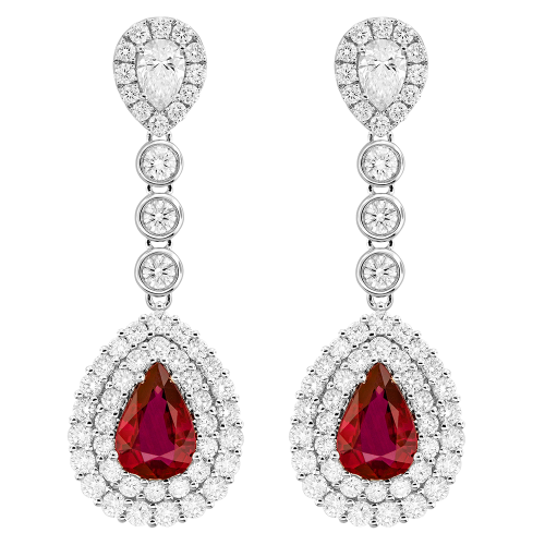 2.35 CT DIAMOND 2.10 CT RUBY EARRING