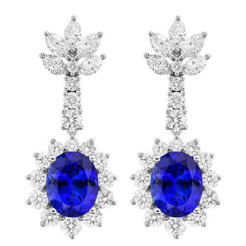 4.12 CT DIAMOND 6.05CT TANZANITE EARRING