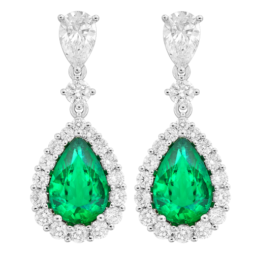 2.55CT DIAMOND 3.98CT EMERALD EARRING