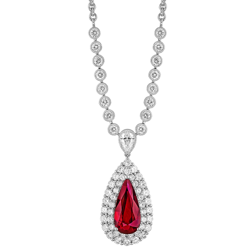 2.56 CT DIAMOND 2.59 CT RUBY NECKLACE