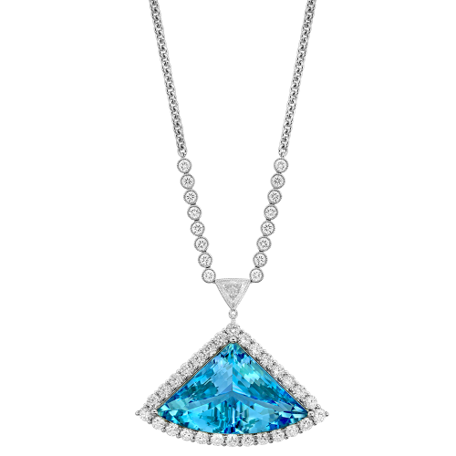 3.78CT DIAMOND 22.25CT AQUAMARINE NECKLACE