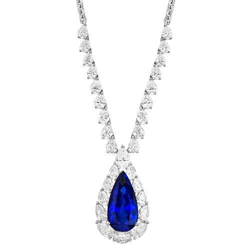 5.24CT DIAMOND 6.85CT SAPPHIRE NECKLACE