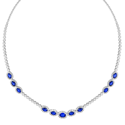 3.19CT DIAMOND 7.00CT SAPPHIRE NECKLACE