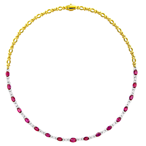 3.22CT DIAMOND 9.62CT RUBY NECKLACELACE